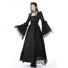 Darkinlove Women's Gothic Floral Embroidered Lace Splice Dress
