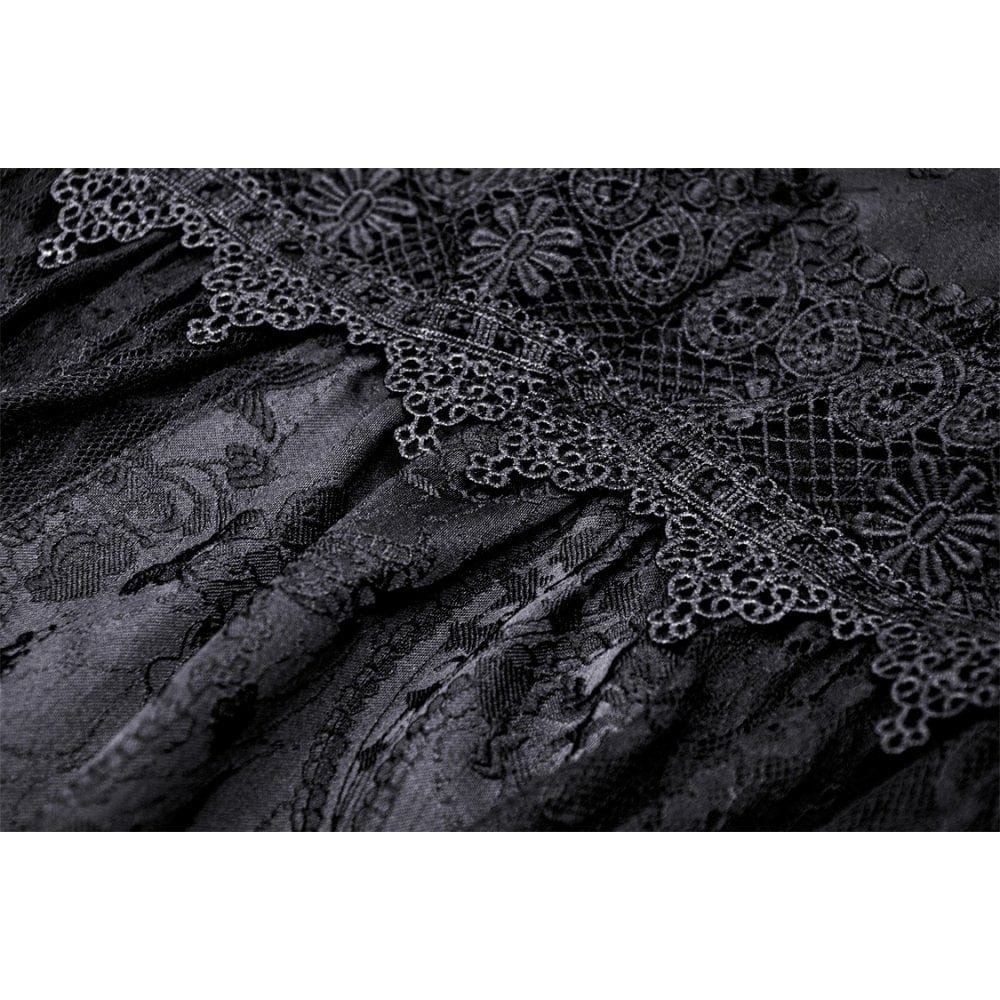 Darkinlove Women's Gothic Floral Embroidered Lace Splice Dress