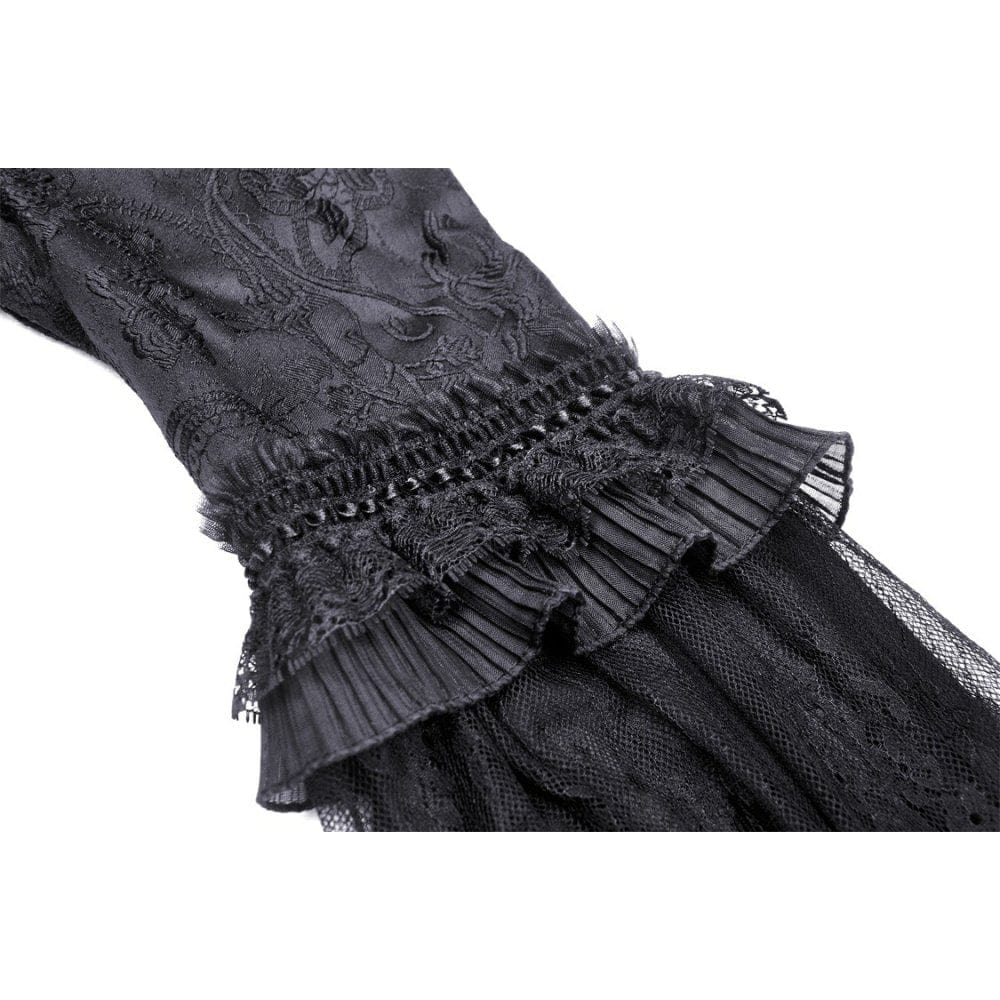Darkinlove Women's Gothic Floral Embroidered Lace Splice Dress