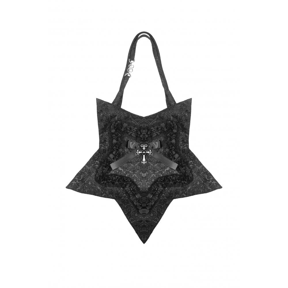 Darkinlove Women's Gothic Floral Embroidered Star Handbag