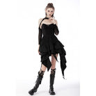 Darkinlove Women's Gothic Frilly Evening Dress