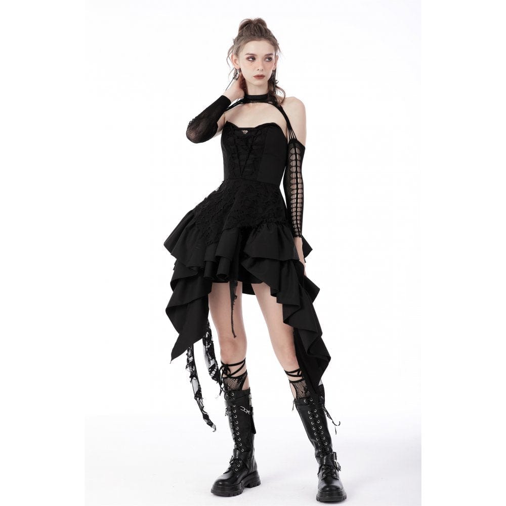 Darkinlove Women's Gothic Frilly Evening Dress