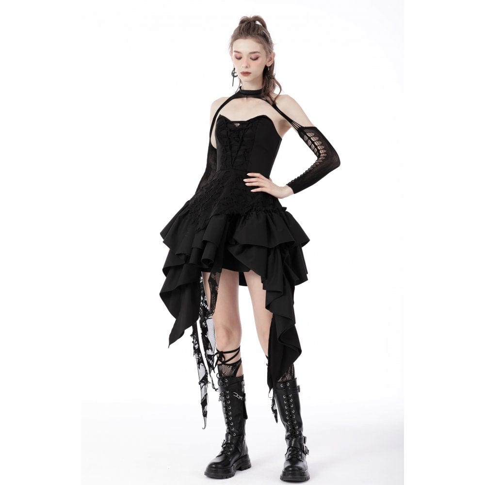 Darkinlove Women's Gothic Frilly Evening Dress