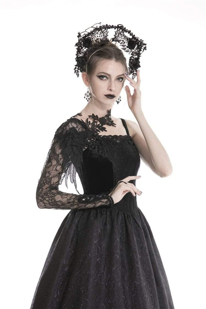 Darkinlove Women's Gothic Half Lace Sleeve With Flowers