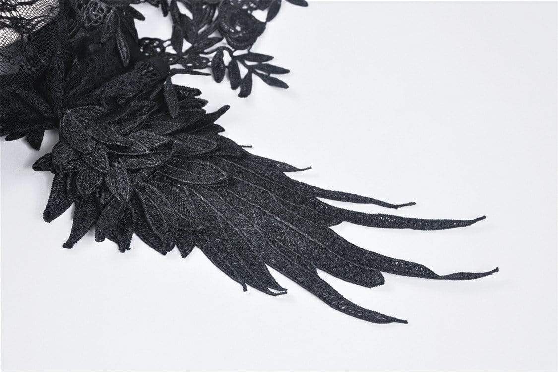 Darkinlove Manga media de encaje estilo gótico para mujer con flores