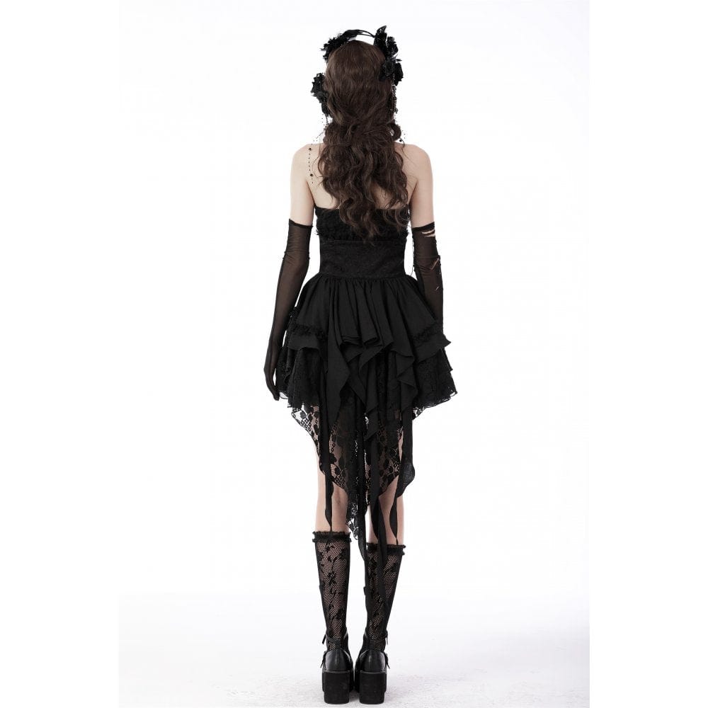 Darkinlove Women's Gothic High/low Multilayer Lace Tunic Skirt