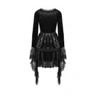 Darkinlove Women's Gothic Irregular Flare Sleeved Lace Splice Velvet Dress