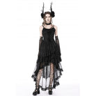 Darkinlove Women's Gothic Irregular Lace Layered Slip Dress