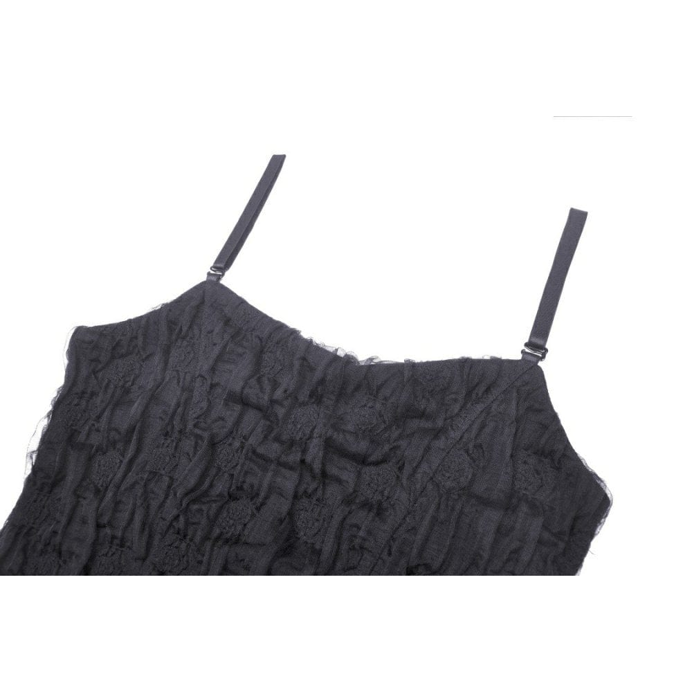 Darkinlove Women's Gothic Irregular Lace Layered Slip Dress