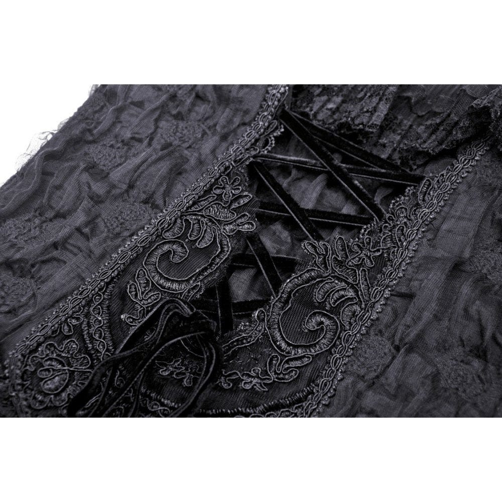 Darkinlove Women's Gothic Irregular Lace Layered Slip Dress