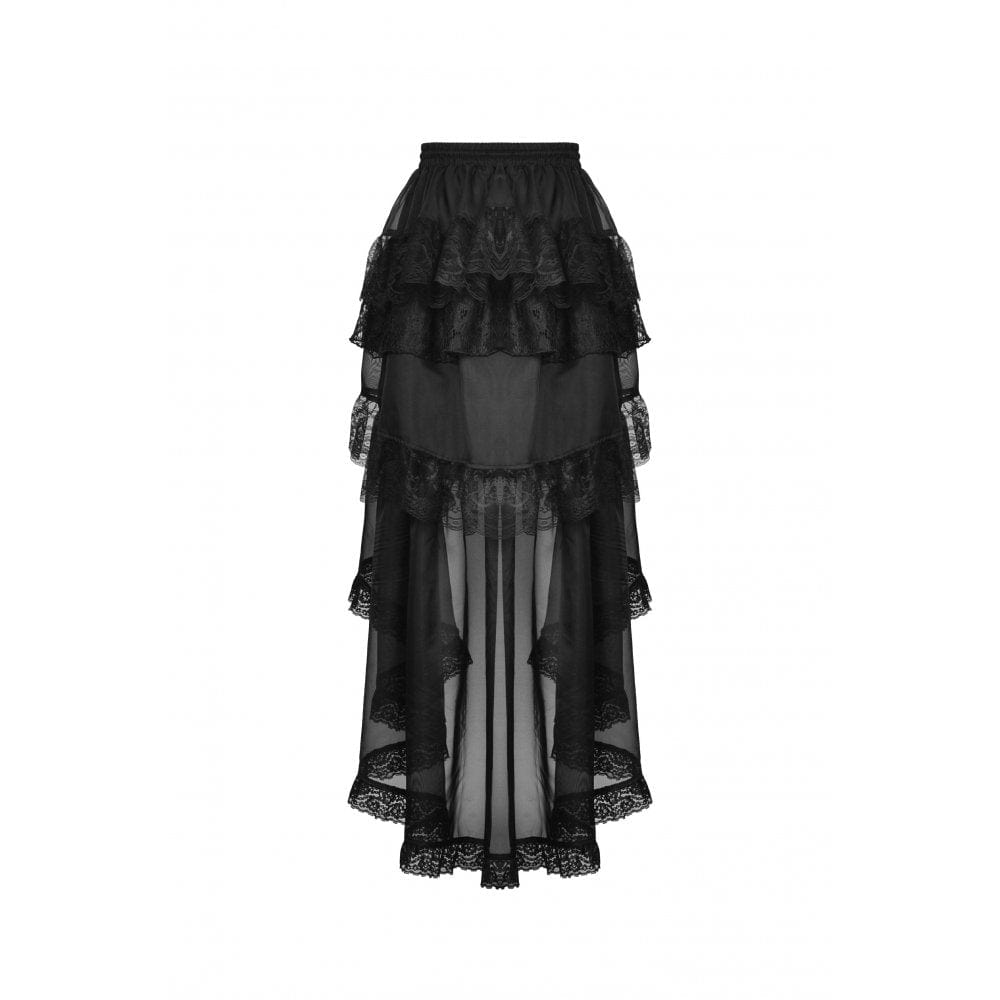 Darkinlove Women's Gothic Irregular Layered Lace Hem Skirt