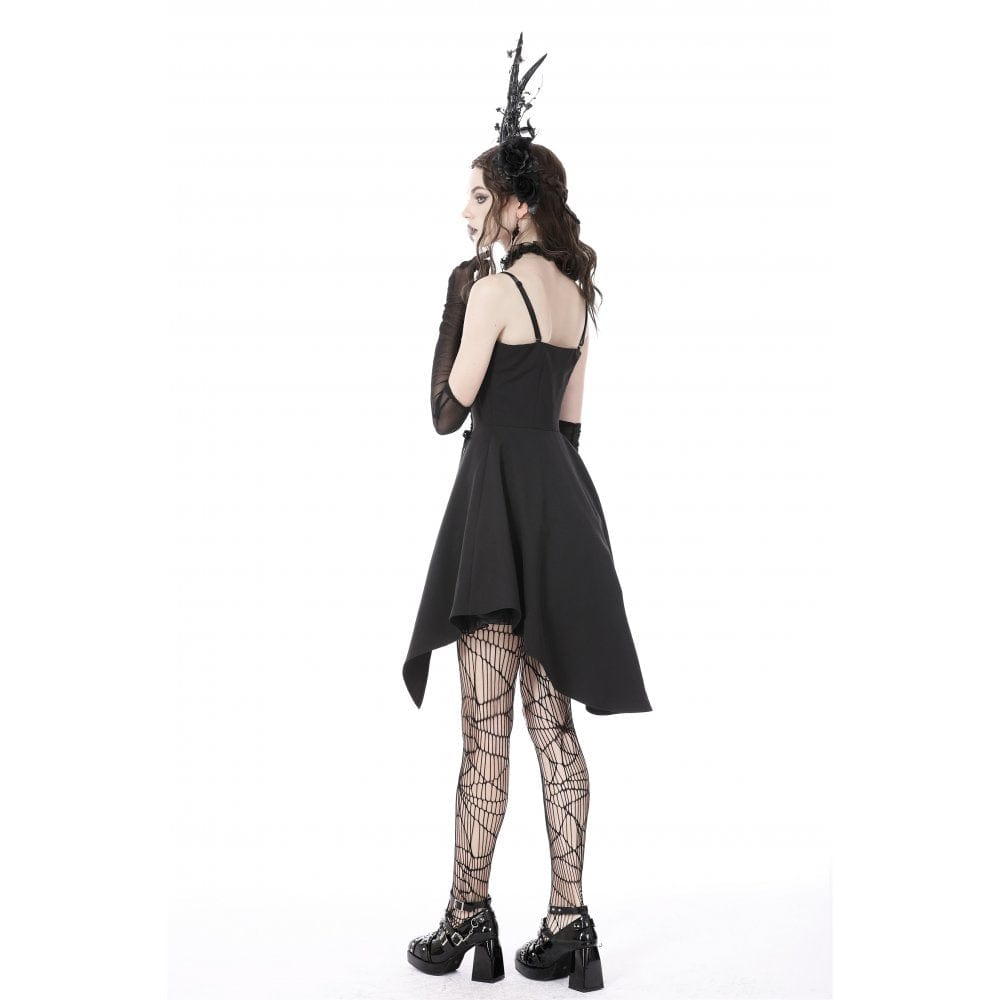 Darkinlove Women's Gothic Irregular Ruffled Slip Dress