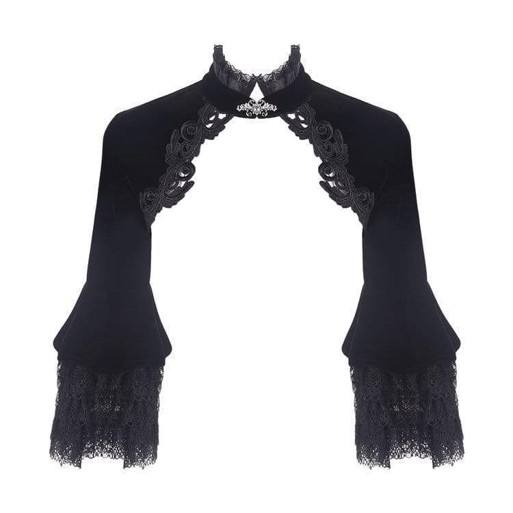 Darkinlove Women's Gothic Lace Sleeved Embroidered Velvet Capes