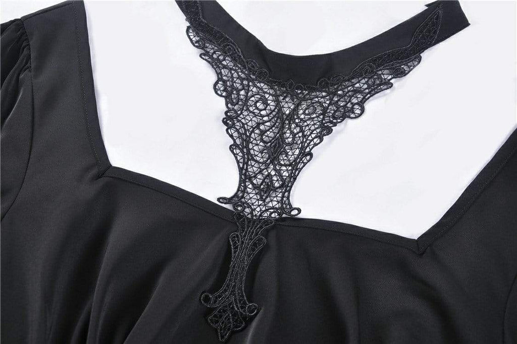 Darkinlove Women's Gothic Lace-up Halter Chiffon T-shirts Tops