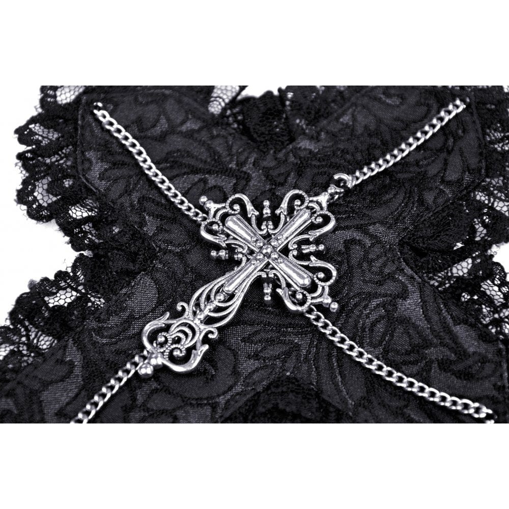 Darkinlove Women's Gothic Lacing-up Crochet Long Gloves