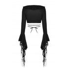 Darkinlove Women's Gothic Lacing-up Puff Sleeved Crop Top