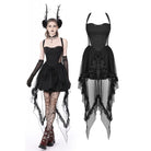 Darkinlove Women's Gothic Layered Swallowtail Halterneck Dress