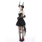 Darkinlove Women's Gothic Layered Swallowtail Halterneck Dress