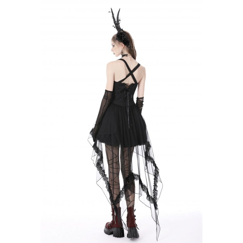 Darkinlove Women's Gothic Layered Swallowtail Halterneck Dress
