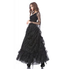Darkinlove Women's Gothic Multilayer Lace Maxi Skirt