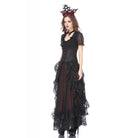 Darkinlove Women's Gothic Multilayer Lace Maxi Skirt