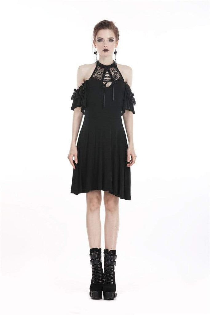 Darkinlove Women's Gothic Off Shoulder Black Little Dress