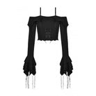 Darkinlove Women's Gothic Off Shoulder Flared Sleeved Crop Top