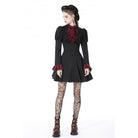 Darkinlove Women's Gothic Puff Sleeved Frilly Necktie Dress