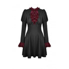 Darkinlove Women's Gothic Puff Sleeved Frilly Necktie Dress