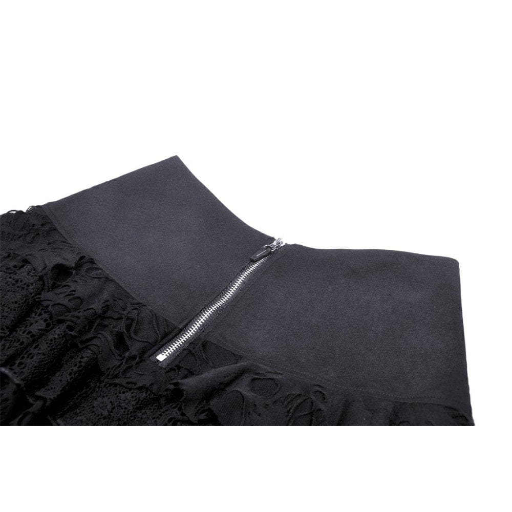 Darkinlove Women's Gothic Ripped Layered Skirt