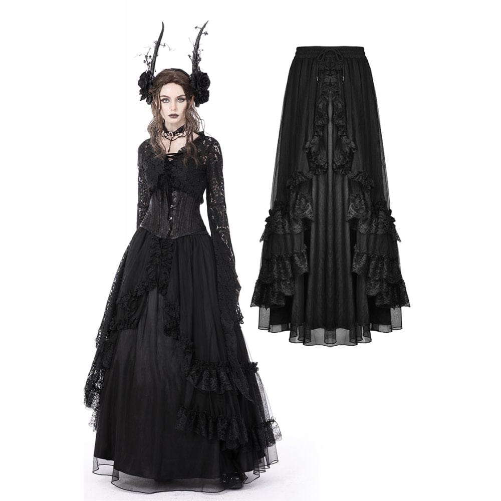 Darkinlove Women's Gothic Ruffled Layered Skirt