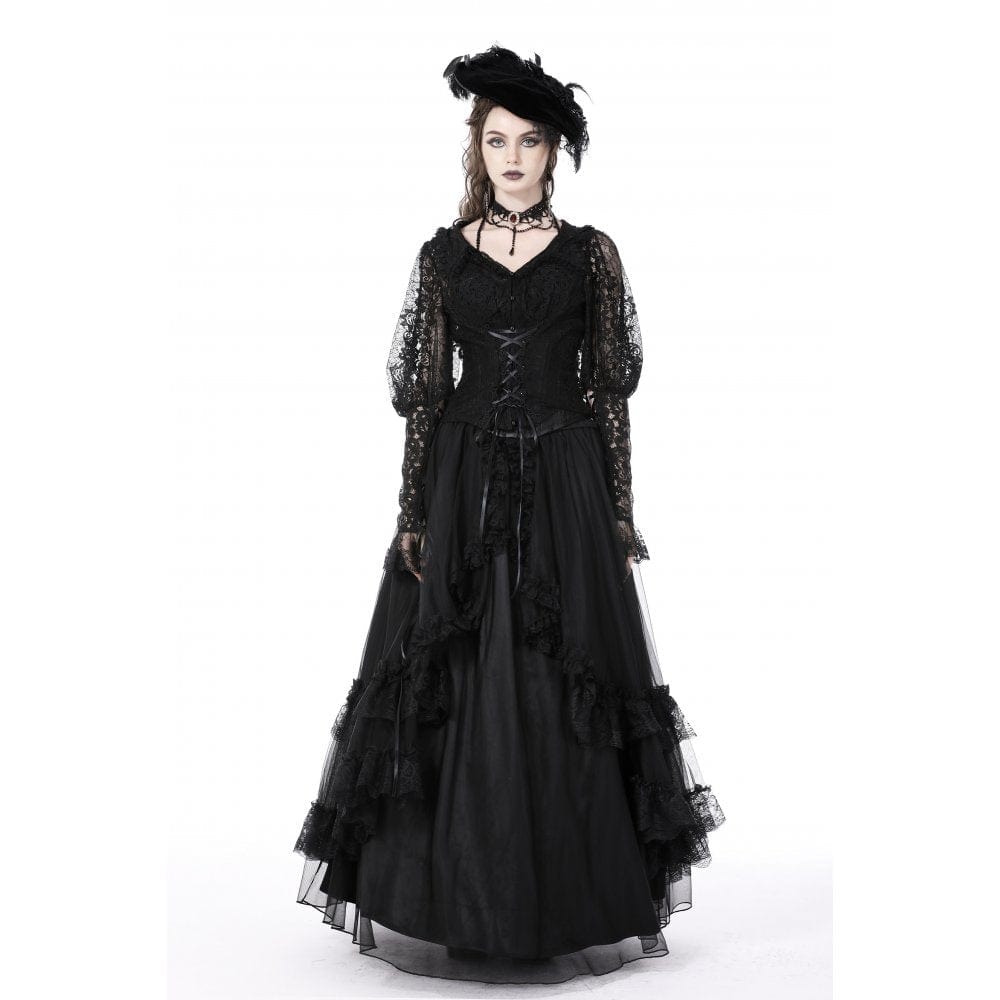 Darkinlove Women's Gothic Ruffled Layered Skirt
