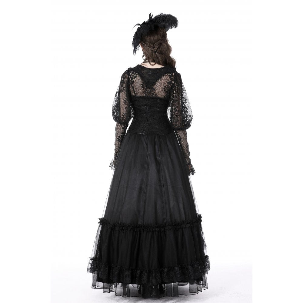 Darkinlove Women's Gothic Ruffled Layered Skirt
