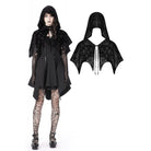 Darkinlove Damen-Umhang aus Samt mit Gothic-Totenkopf-Print und Kapuze