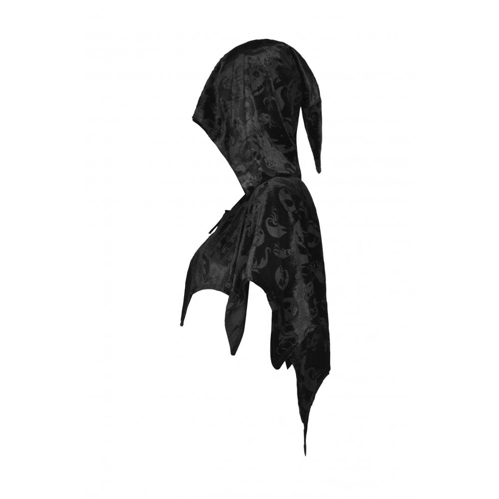 Darkinlove Women's Gothic Skull Printed Velvet Cape with Hood