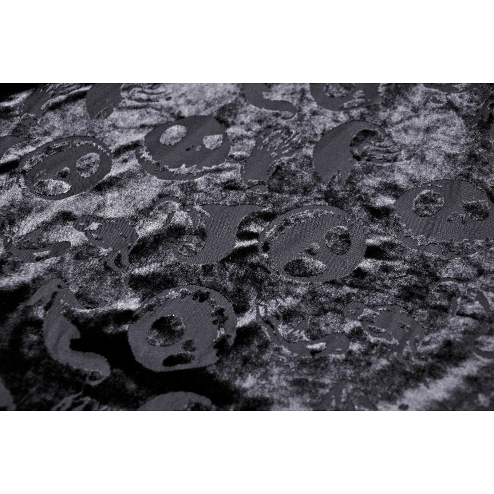 Darkinlove Damen-Umhang aus Samt mit Gothic-Totenkopf-Print und Kapuze