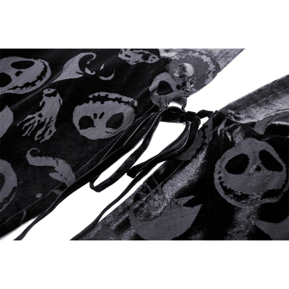 Darkinlove Damen-Umhang aus Samt mit Gothic-Totenkopf-Print und Kapuze