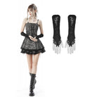 Darkinlove Women's Gothic Spider Web Ripped Lace Long Gloves Sleeve Cover