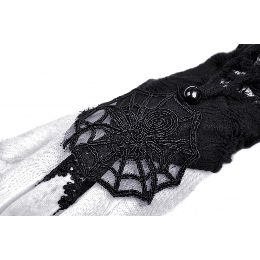 Darkinlove Women's Gothic Spider Web Ripped Lace Long Gloves Sleeve Cover