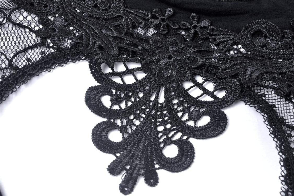 Darkinlove Women's Gothic Stand Collar Mesh Butterfly Sleeved Dresses