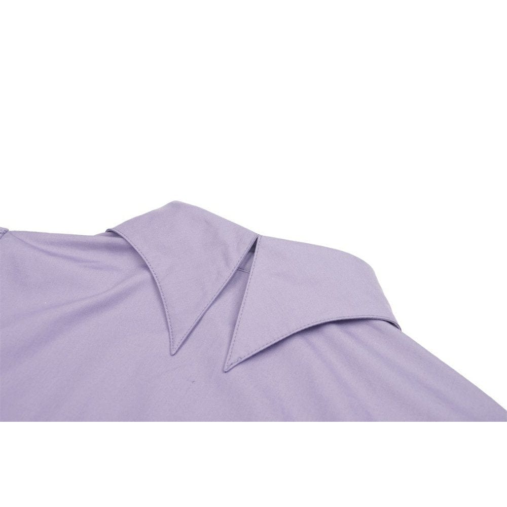 Darkinlove Damen Gothic-Hemd mit Sternkragen und Puffärmeln