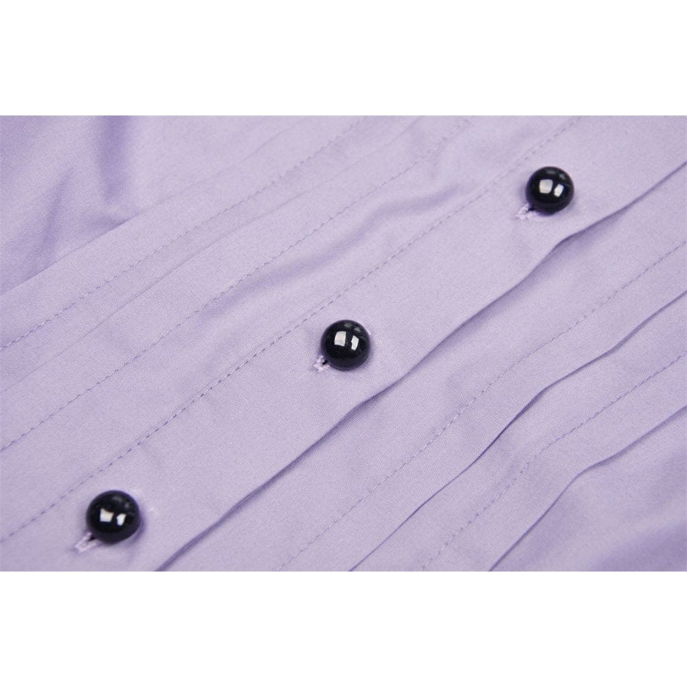 Darkinlove Damen Gothic-Hemd mit Sternkragen und Puffärmeln