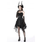 Darkinlove Women's Gothic Strappy Ruffled Mesh Tunic Skirt