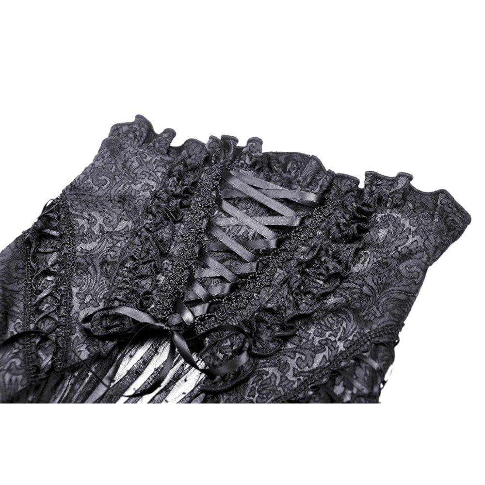 Darkinlove Women's Gothic Strappy Ruffled Mesh Tunic Skirt