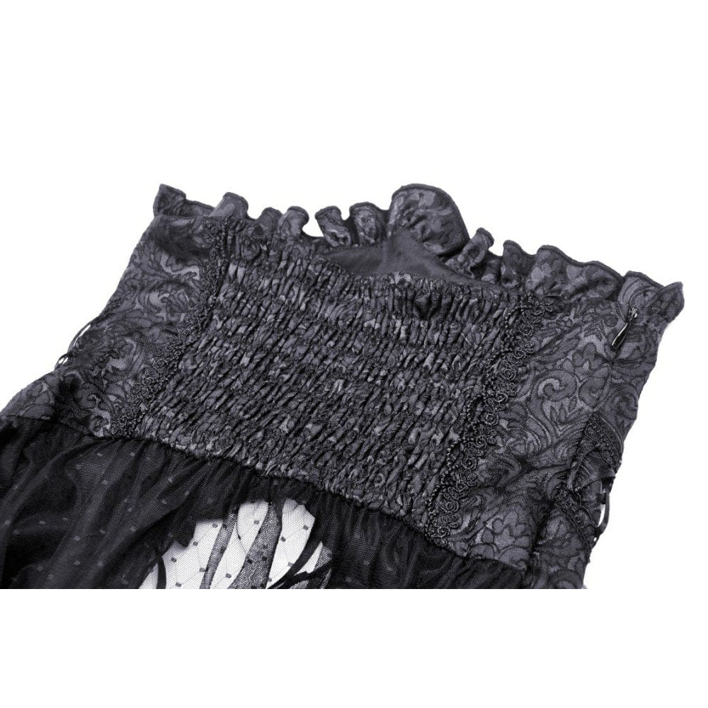 Darkinlove Women's Gothic Strappy Ruffled Mesh Tunic Skirt