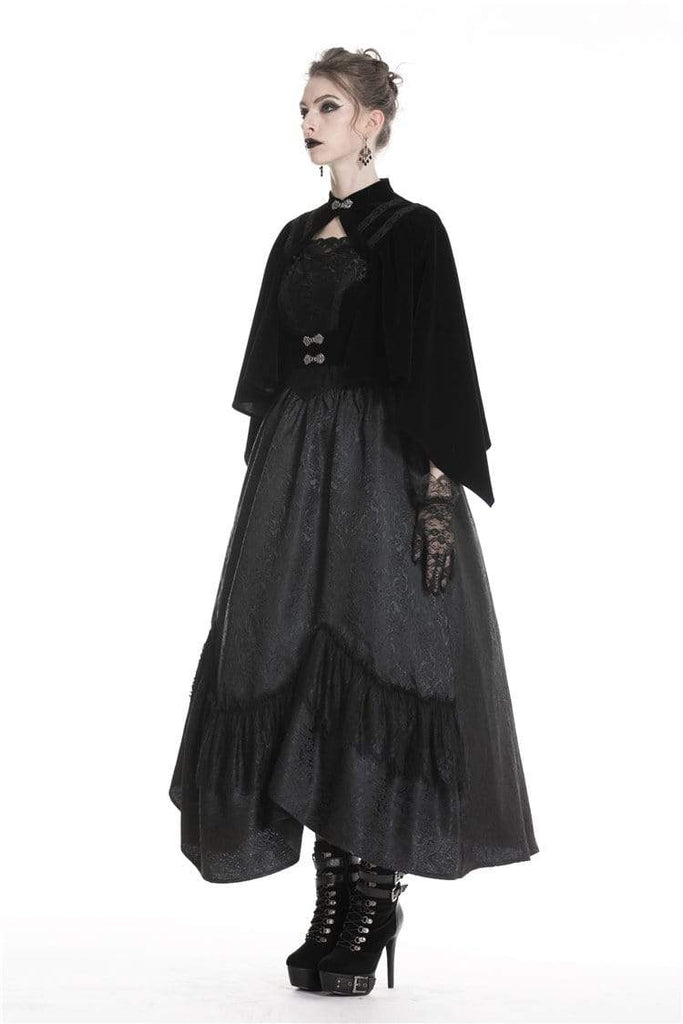 Darkinlove Women's Gothic Waisted Cocktail Velvet Black Capes