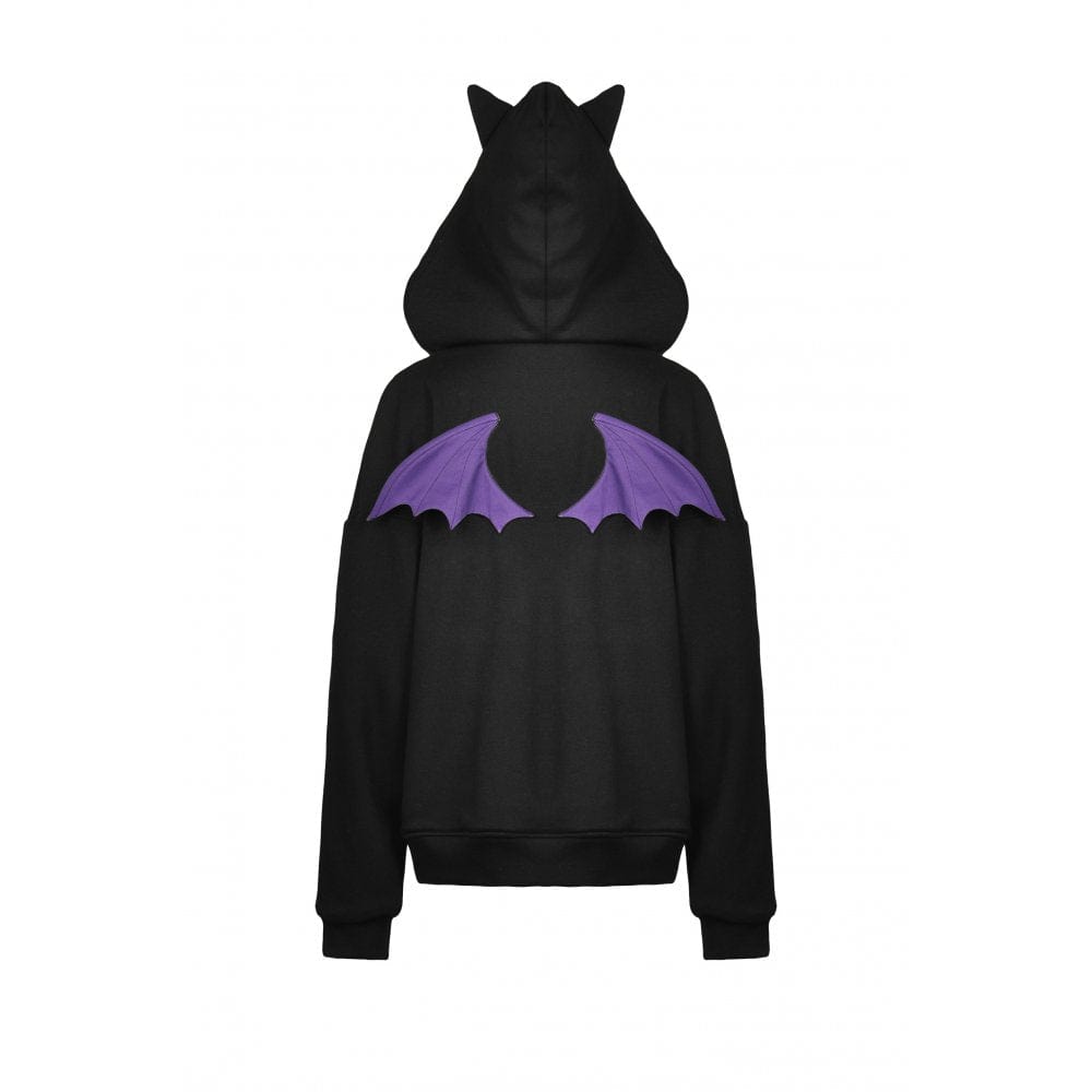 Darkinlove Women's Grunge Bat Wing Coat with Cat Ears Hood