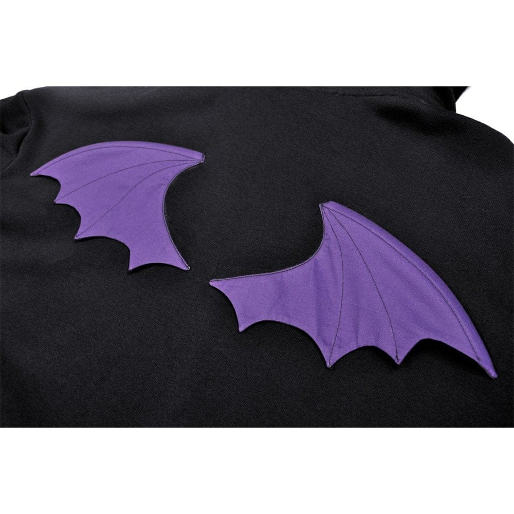 Darkinlove Women's Grunge Bat Wing Coat with Cat Ears Hood