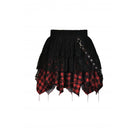 Darkinlove Women's Grunge Lace Red Plaid Ripped Short Skirt