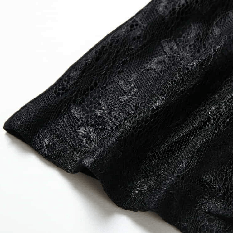 Darkinlove Women's Jacquard & Lace Short Goth Top
